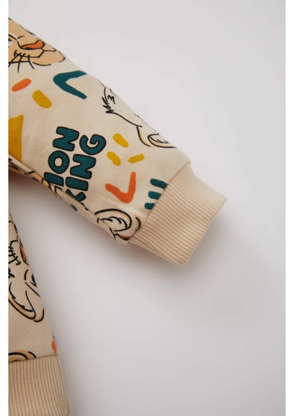 Erkek Bebek 2'li Takım Disney Lion King Bisiklet Yaka Sweatshirt Beli Lastikli Jogger Eşofman Altı D1891A524AU