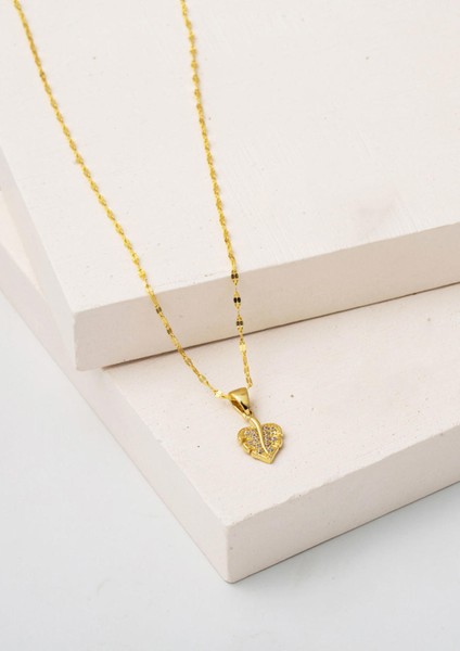 Yapraklı Minimal 14 Ayar Altın Kolye modelleri