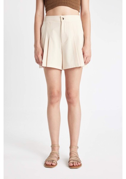 Regular Fit Yüksek Bel Pileli Şort D0963AX24SM