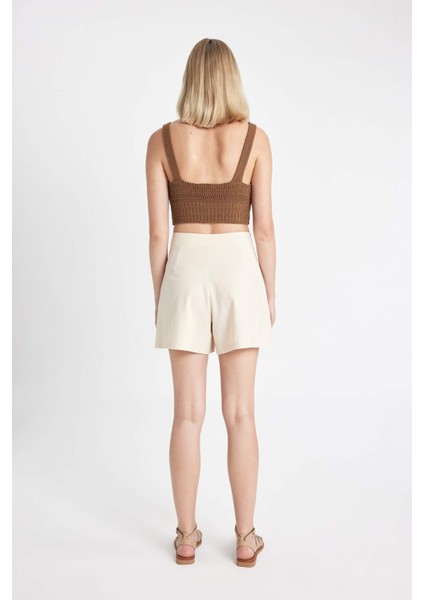 Regular Fit Yüksek Bel Pileli Şort D0963AX24SM