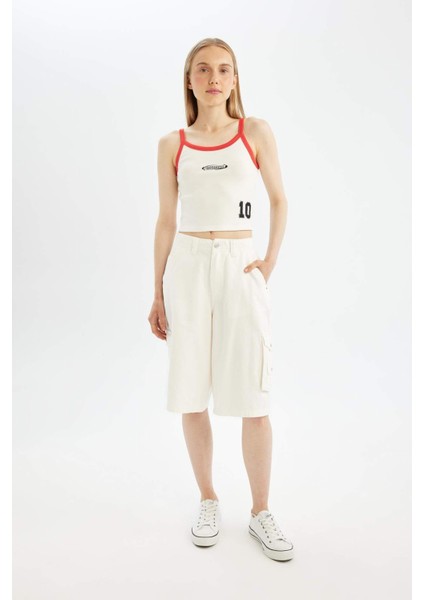 Coool Yüksek Bel Gabardin Bermuda Şort D1250AX24SM