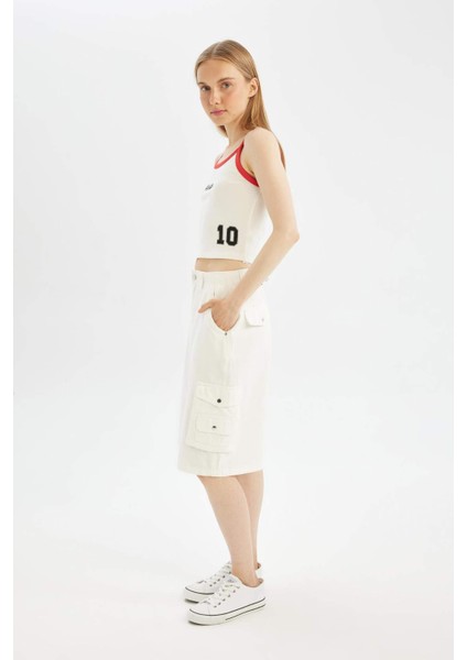 Coool Yüksek Bel Gabardin Bermuda Şort D1250AX24SM