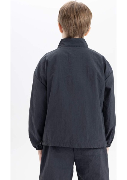 Erkek Çocuk Oversize Geniş Kalıp Fermuarlı Yaka Paraşüt Uzun Kollu Gömlek D0331A824AU