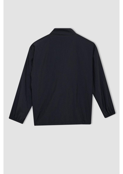 Erkek Çocuk Oversize Geniş Kalıp Fermuarlı Yaka Paraşüt Uzun Kollu Gömlek D0331A824AU