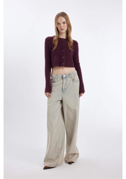 Slim Fit Dar Kesim Bisiklet Yaka Triko Hırka Z9318AZ24WN