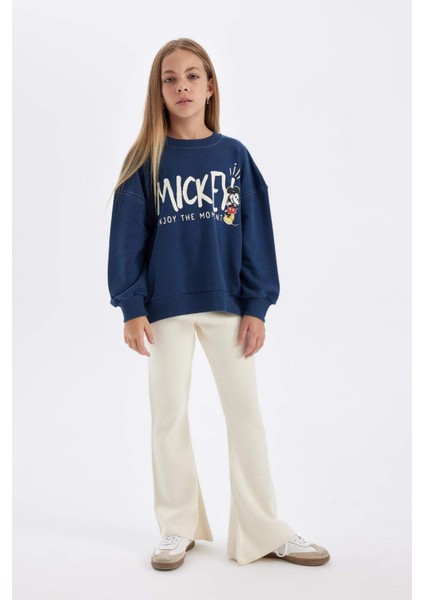 Kız Çocuk Flare Fit İspanyol Paça Basic Düz Triko Pantolon A6029A824WN