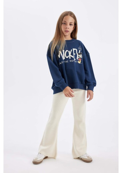 Kız Çocuk Flare Fit İspanyol Paça Basic Düz Triko Pantolon A6029A824WN