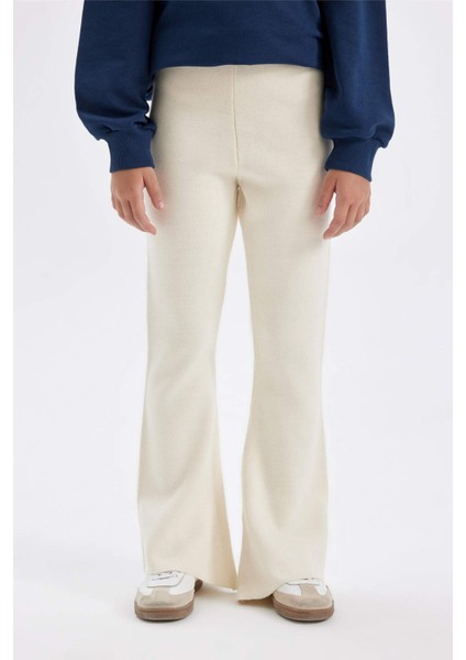 Kız Çocuk Flare Fit İspanyol Paça Basic Düz Triko Pantolon A6029A824WN