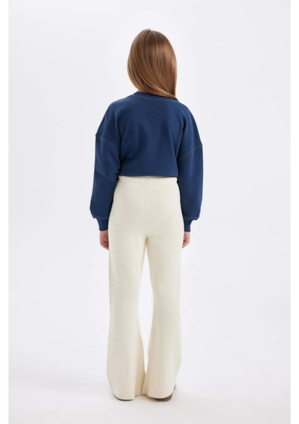 Kız Çocuk Flare Fit İspanyol Paça Basic Düz Triko Pantolon A6029A824WN