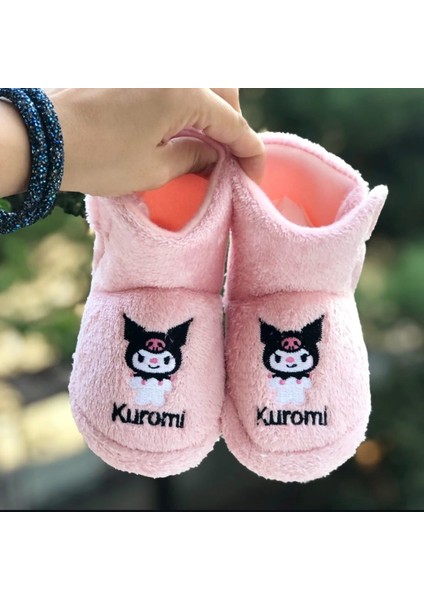 Kız Çocuk Kuromi Panduf Yandan Cırtlı Kaydırmaz Taban Anaokulu Kreş Ev Ayakkabısı