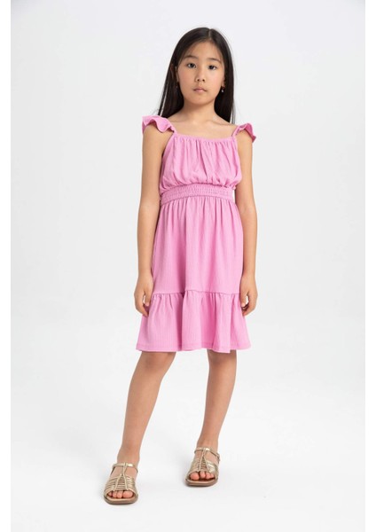Kız Çocuk Askılı Bürümcük Yazlık Elbise D1292A824SM