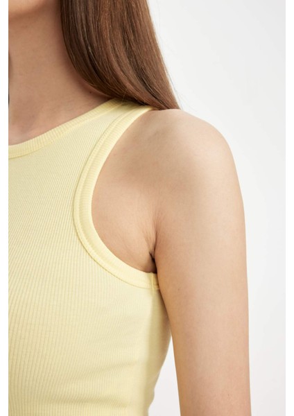 Fitted Halter Yaka Fitilli Kaşkorse Basic Düz Atlet U0357AZ24SM