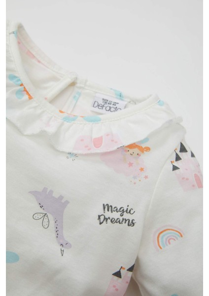 Kız Bebek Pijama Takım Baskılı Uzun Kollu Üst Beli Lastikli Uzun Alt Penye D1799A524AU