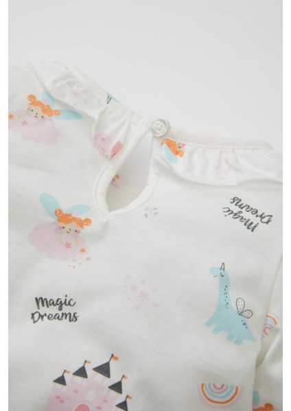 Kız Bebek Pijama Takım Baskılı Uzun Kollu Üst Beli Lastikli Uzun Alt Penye D1799A524AU