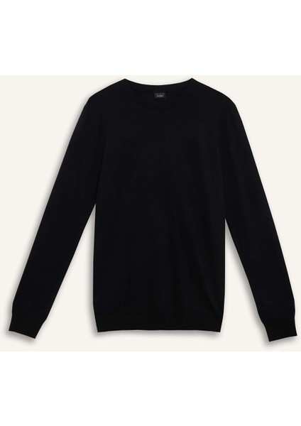 Standart Fit Normal Kesim Bisiklet Yaka Basic Düz Triko Rahat Kazak A5268AX24AU