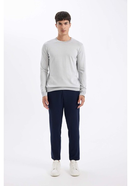 Standart Fit Normal Kesim Bisiklet Yaka Basic Düz Triko Rahat Kazak A5268AX24AU