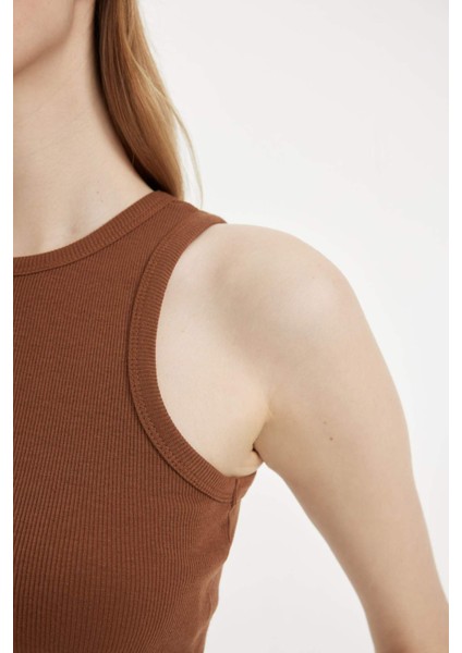 Fitted Halter Yaka Fitilli Kaşkorse Basic Düz Atlet U0357AZ24SM