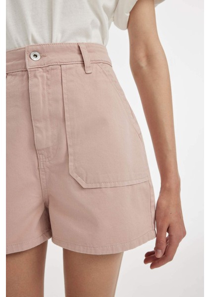 Mom Fit Yüksek Bel Kısa Paça Gabardin Şort D0042AX24HS