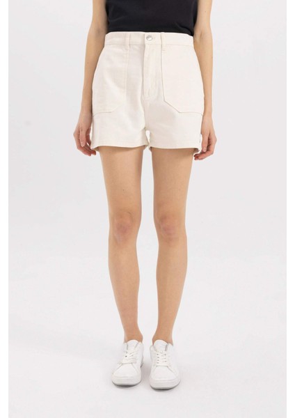 Yüksek Bel Duble Paça Gabardin Şort A8124AX24HS