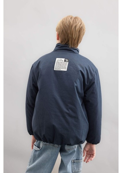 Erkek Çocuk Su Geçirmez Dik Yaka Fermuarlı Çıtçıtlı Cepli Mont C7093A824WN