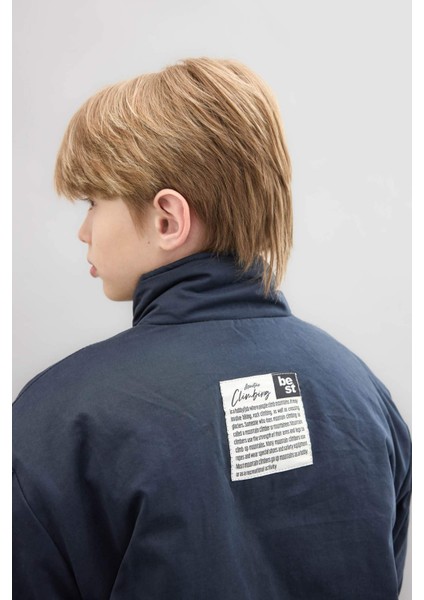 Erkek Çocuk Su Geçirmez Dik Yaka Fermuarlı Çıtçıtlı Cepli Mont C7093A824WN