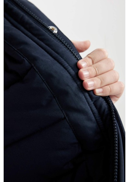 Erkek Çocuk Su Geçirmez Dik Yaka Fermuarlı Çıtçıtlı Cepli Mont C7093A824WN