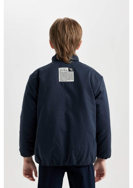 Erkek Çocuk Su Geçirmez Dik Yaka Fermuarlı Çıtçıtlı Cepli Mont C7093A824WN