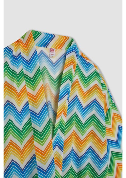 Desenli Pamuklu Kimono-Fall in Love D0453AX24SM