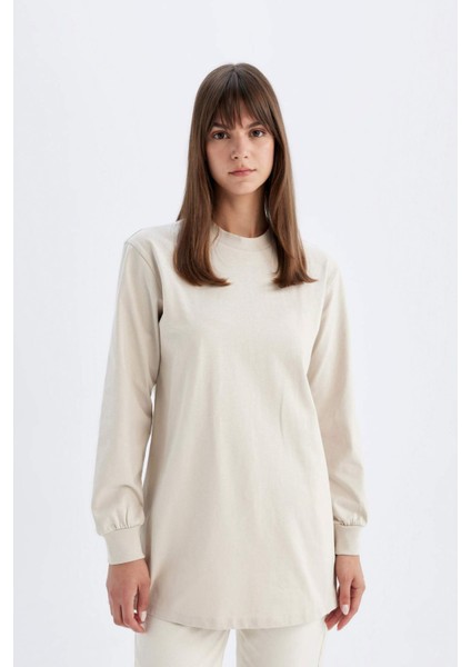 Oversize Geniş Kalıp Basic Düz Sweatshirt Tunik D0410AX24SM
