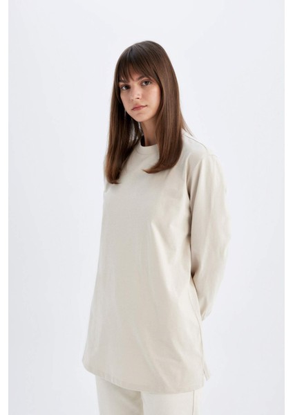 Oversize Geniş Kalıp Basic Düz Sweatshirt Tunik D0410AX24SM