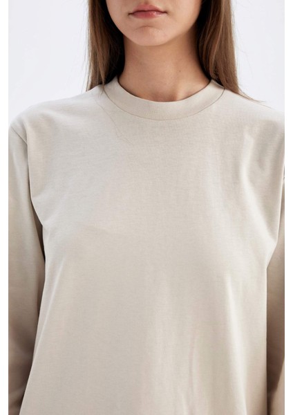 Oversize Geniş Kalıp Basic Düz Sweatshirt Tunik D0410AX24SM