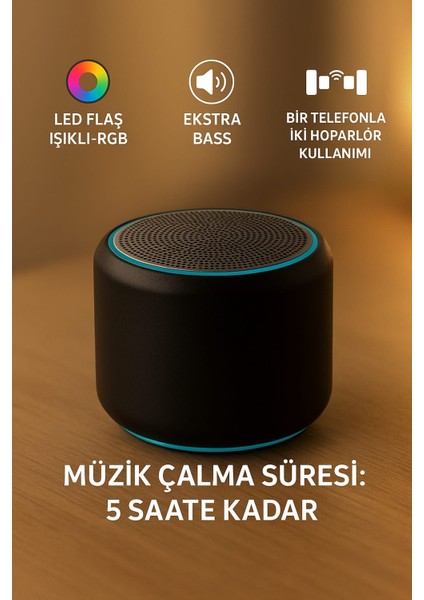 Xiamoi Mi Note 10 Lite Uyumlu Taşınabilir Mini Bluetooth Hoparlör – 5 Saat Dayanıklı Pil