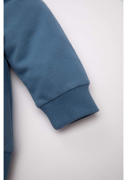 Erkek Bebek 2'li Takım Baskılı Bisiklet Yaka Sweatshirt Üst Jogger Eşofman Altı D0716A524AU