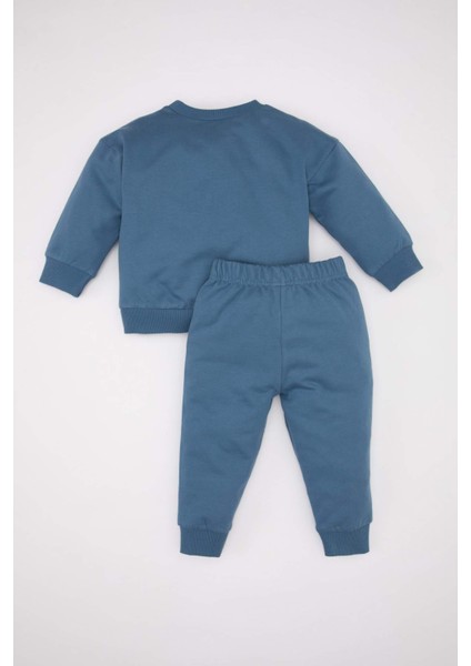 Erkek Bebek 2'li Takım Baskılı Bisiklet Yaka Sweatshirt Üst Jogger Eşofman Altı D0716A524AU