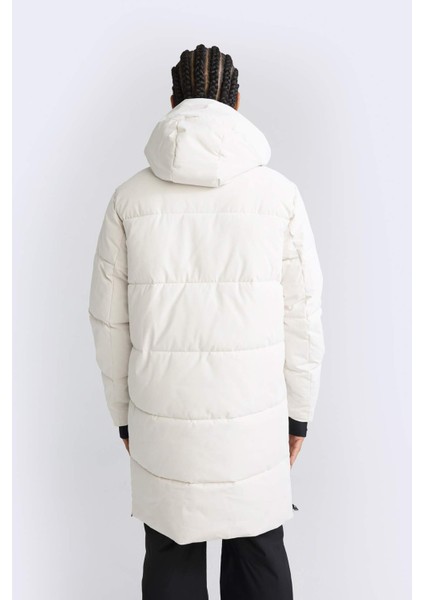 Fit Su Geçirmez Uzun Mont Parka Fermuarlı Çıtçıtlı Cepli Su Geçirmez Kapüşonlu C6064AX24WN