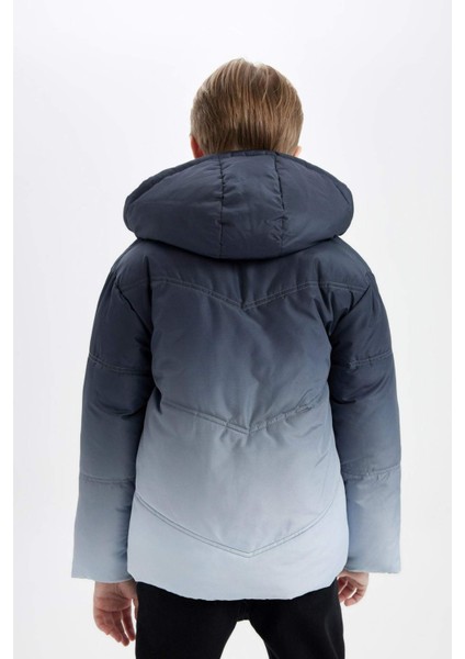 Erkek Çocuk Su Geçirmez Çift Taraflı Kapüşonlu Şişme Mont C5635A824WN