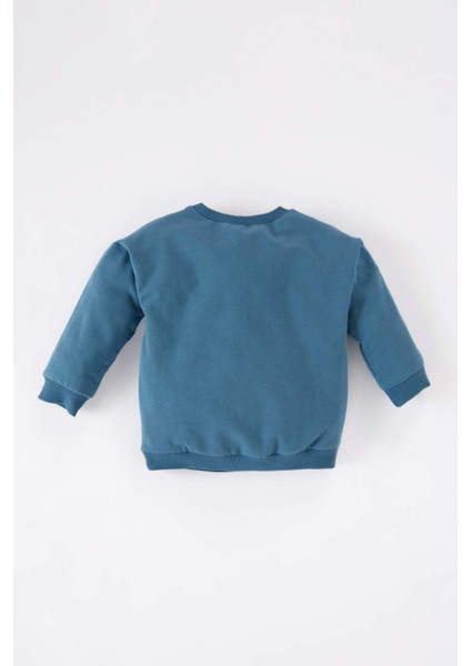 Erkek Bebek Bisiklet Yaka Araç Baskılı Sweatshirt D1265A524WN