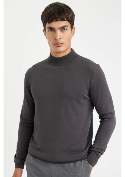 Standart Fit Normal Kesim Yarım Balıkçı Yaka Basic Düz Triko Kazak A5282AX24AU