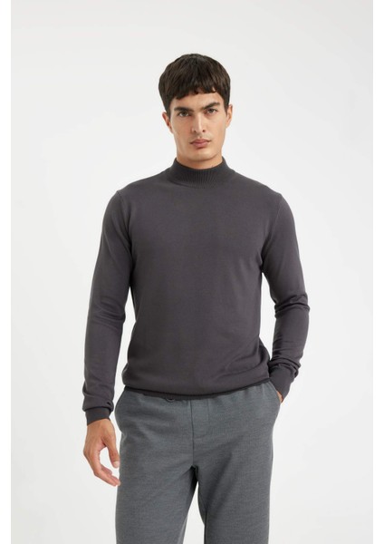 Standart Fit Normal Kesim Yarım Balıkçı Yaka Basic Düz Triko Kazak A5282AX24AU