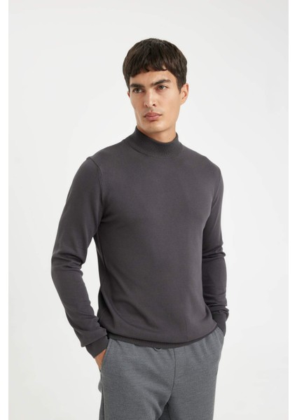 Standart Fit Normal Kesim Yarım Balıkçı Yaka Basic Düz Triko Kazak A5282AX24AU