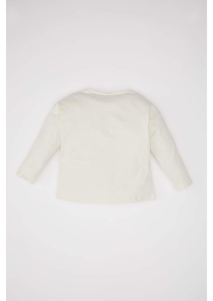 Kız Bebek Bisiklet Yaka Basic Düz Uzun Kollu Tişört D0741A524AU