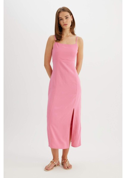 Askılı Keten Karışımlı Askılı Maxi Elbise A9706AX24HS