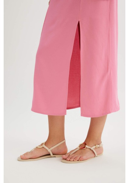 Askılı Keten Karışımlı Askılı Maxi Elbise A9706AX24HS