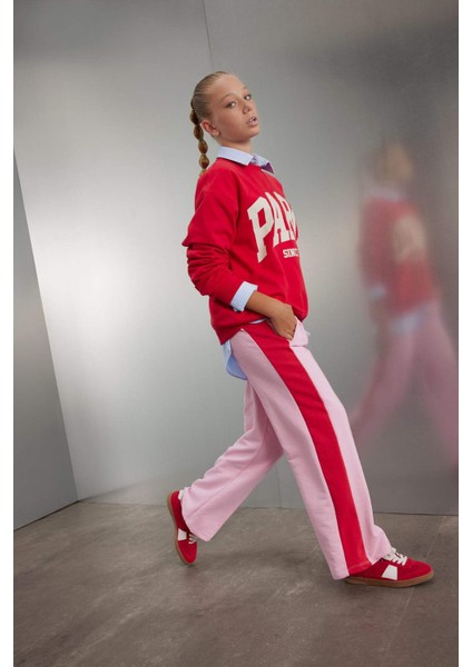 Kız Çocuk Renk Bloklu Wide Leg Geniş Bol Paça Eşofman Altı C9673A824AU