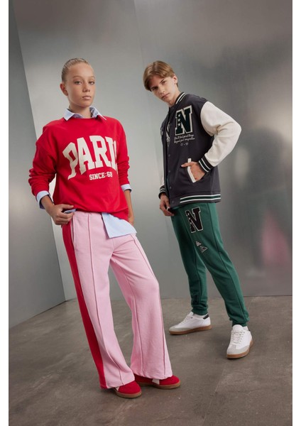 Kız Çocuk Renk Bloklu Wide Leg Geniş Bol Paça Eşofman Altı C9673A824AU