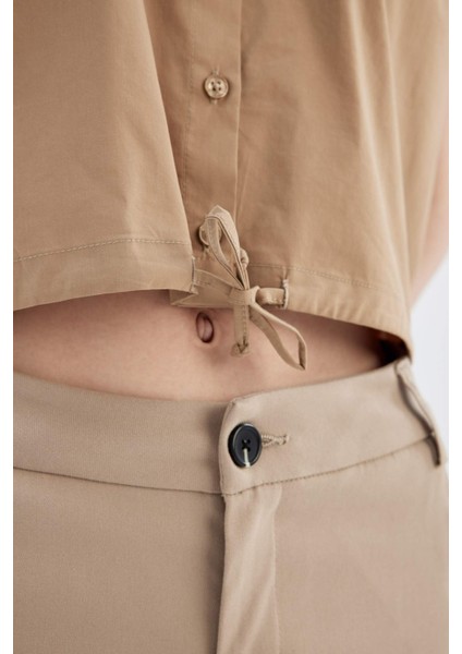 Crop Poplin Kısa Kollu Gömlek D1200AX24SM