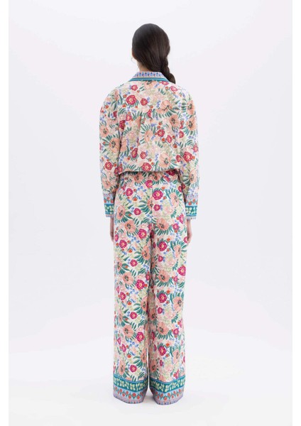 x Lug Von Siga Poplin Pantolon Wide Leg Geniş Paça Desenli Normal Bel C1133AX24SM