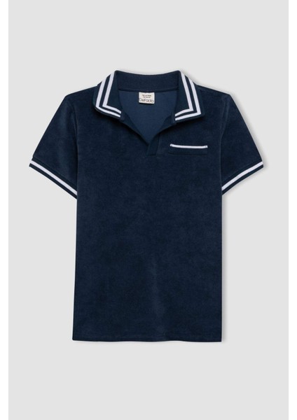 Erkek Çocuk Apaş Yaka Havlu Kumaş Kısa Kollu Tişört D1164A824HS