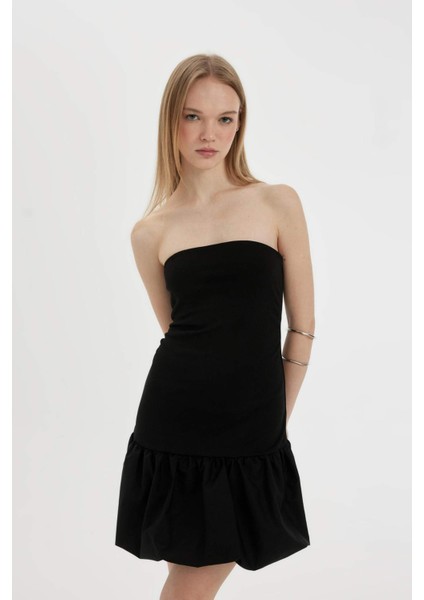 Coool Balloon Fit Straplez Kolsuz Mini Elbise