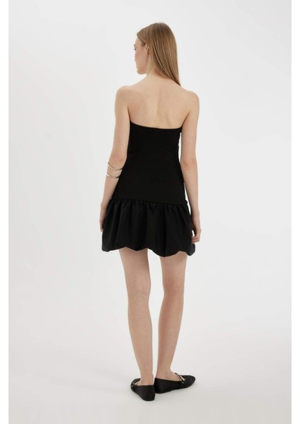 Coool Balloon Fit Straplez Kolsuz Mini Elbise